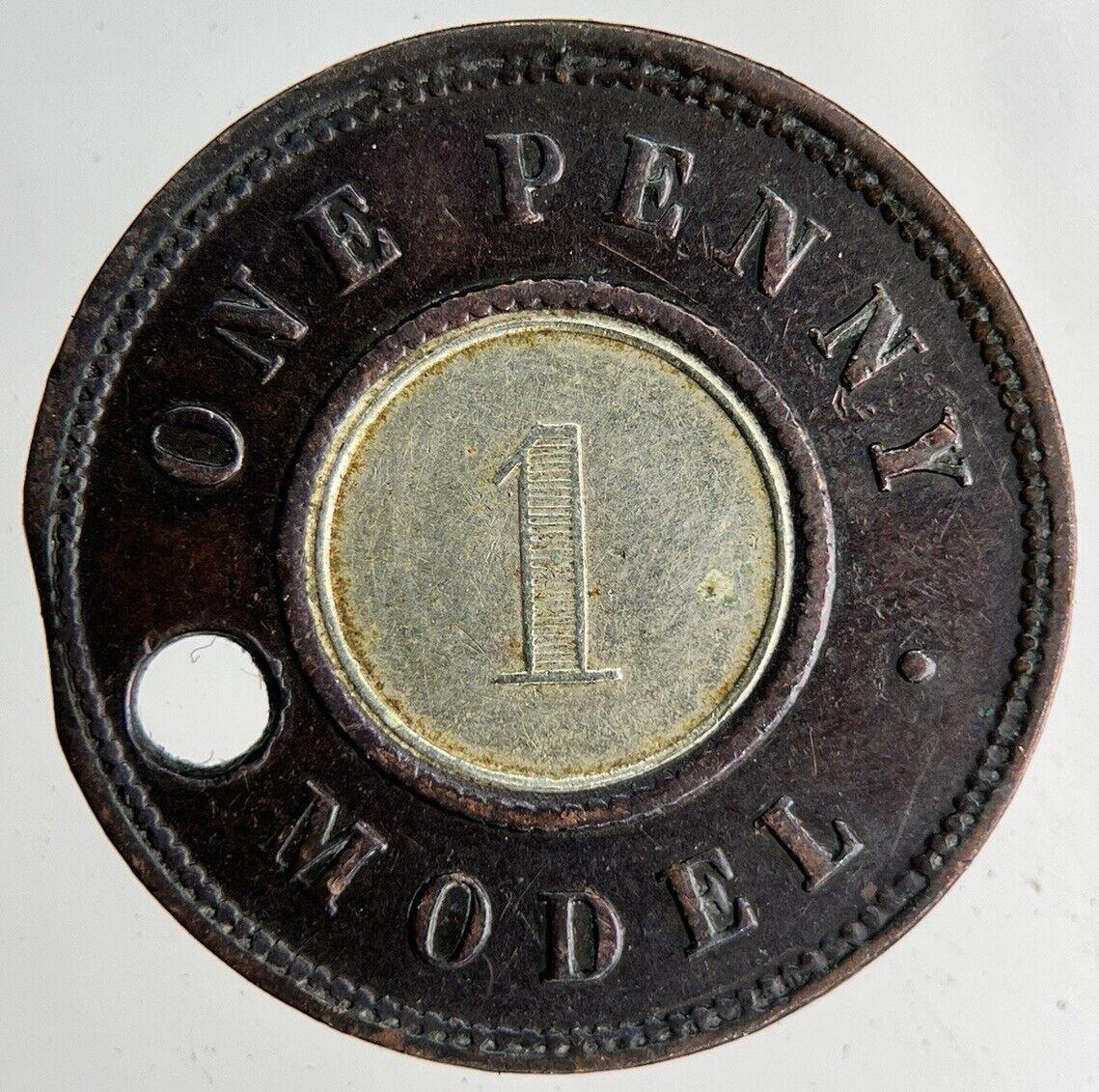 British Queen Victoria One Penny Model Token Coin | Fine Collectable Grade