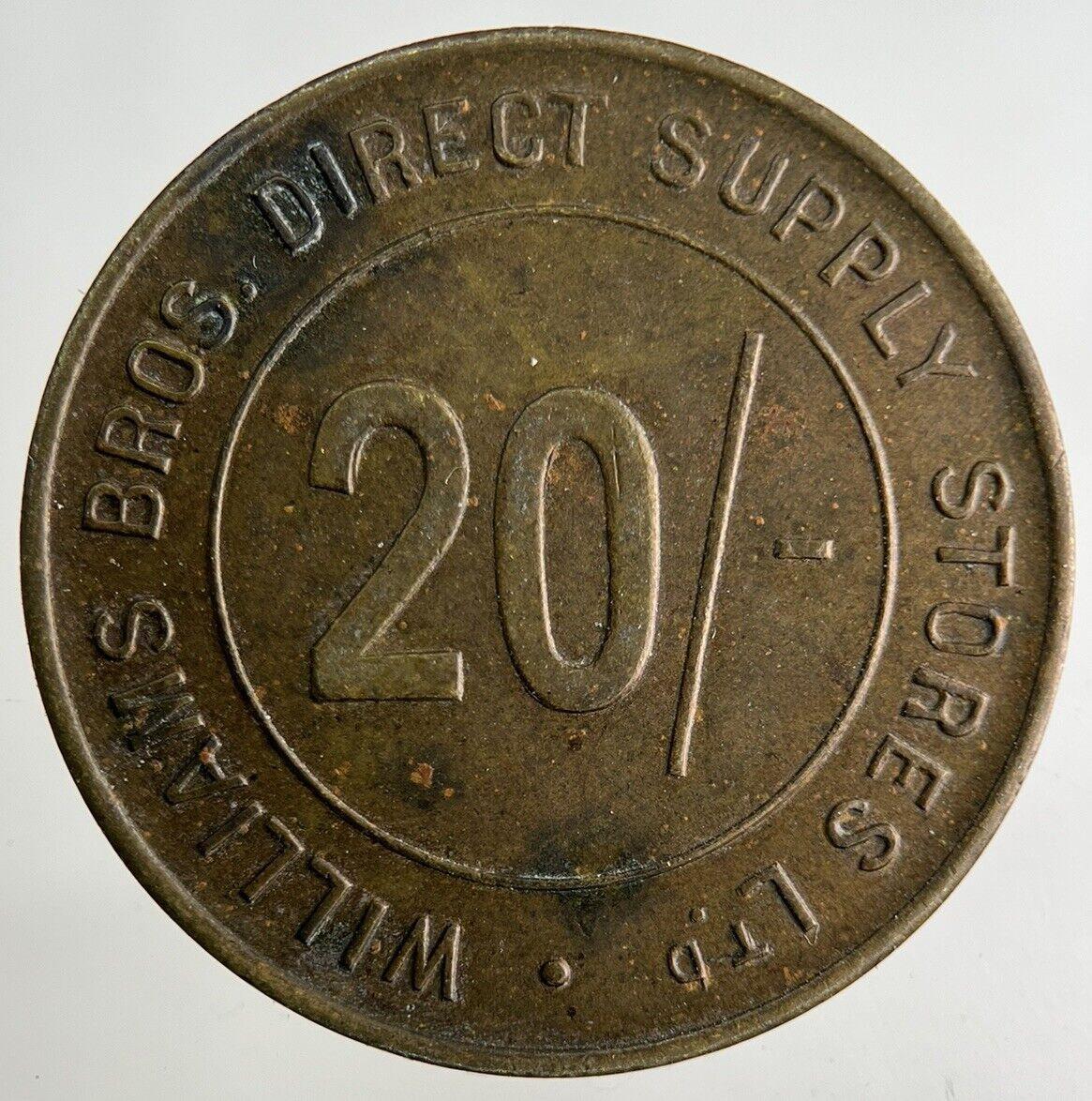 British Williams Bros Direct Supply Stores 20 / - Token Coin | Collectable Grade