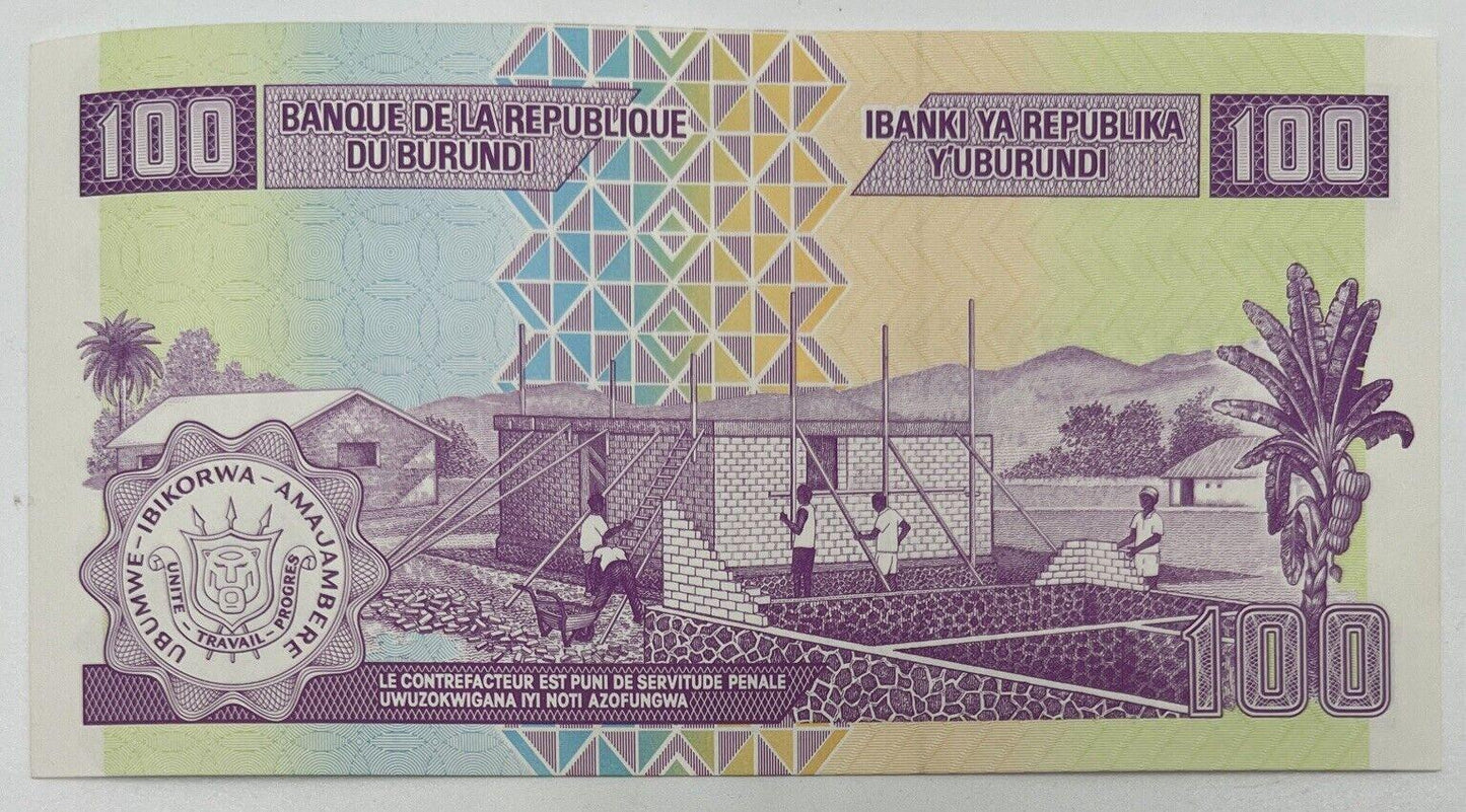 Old Vintage Africa Burundi 100 Francs Banknote | Collectable Grade