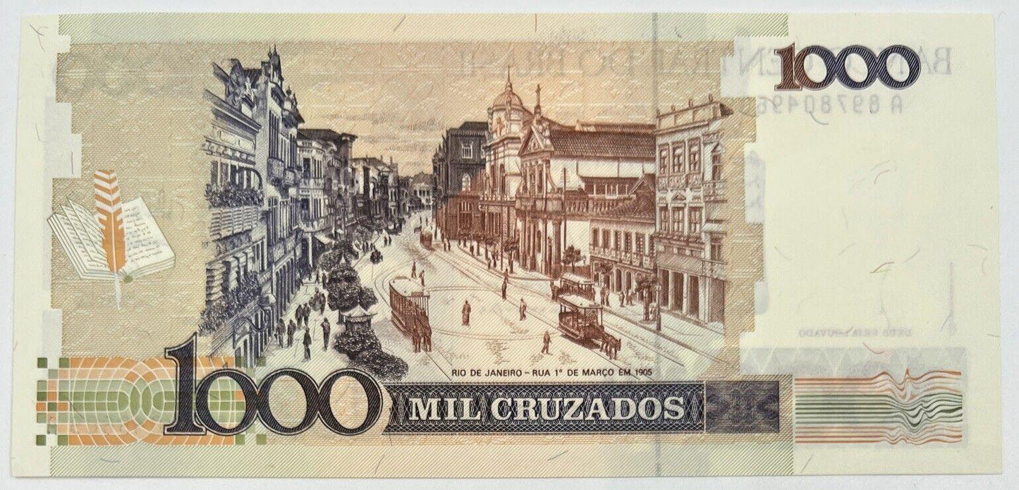 Old Vintage Brazil Mil 1000 Cruzados Banknote | Collectable Grade