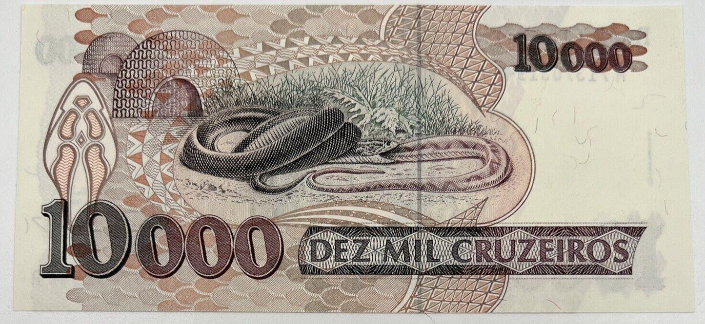 Old Vintage Brazil 10000 Cruzados Banknote | UNC Uncirculated