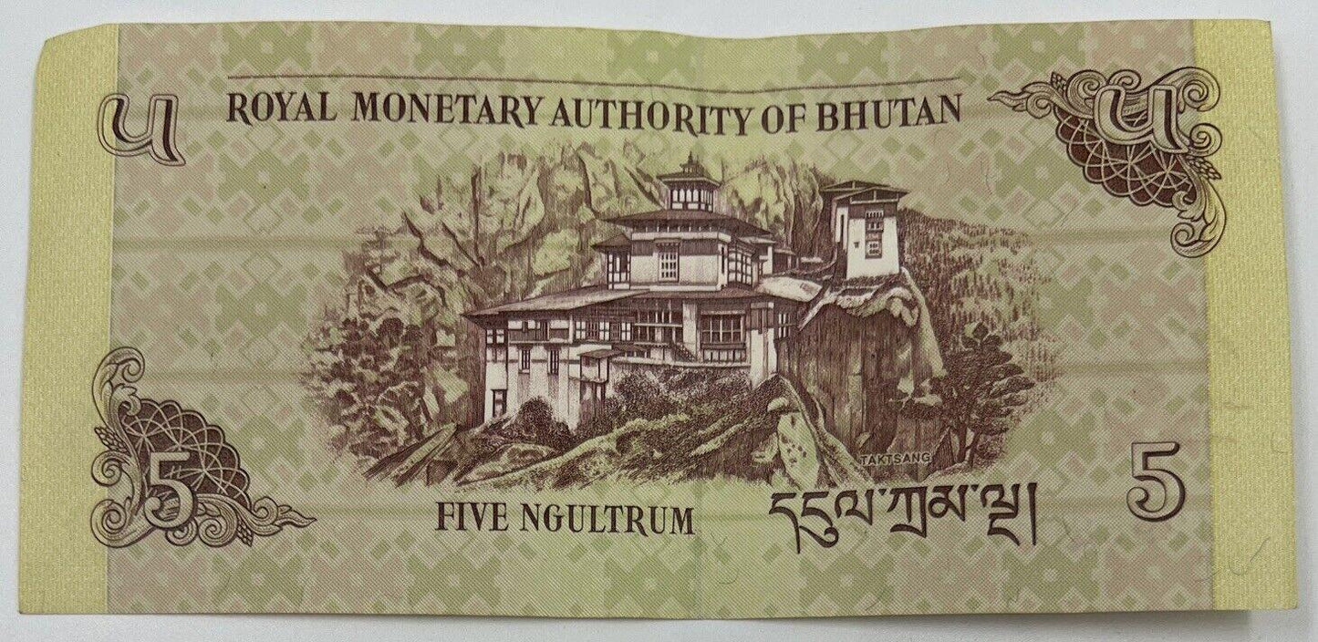 Old Vintage Bhutan 5 Ngultrum Banknote | Collectable Grade