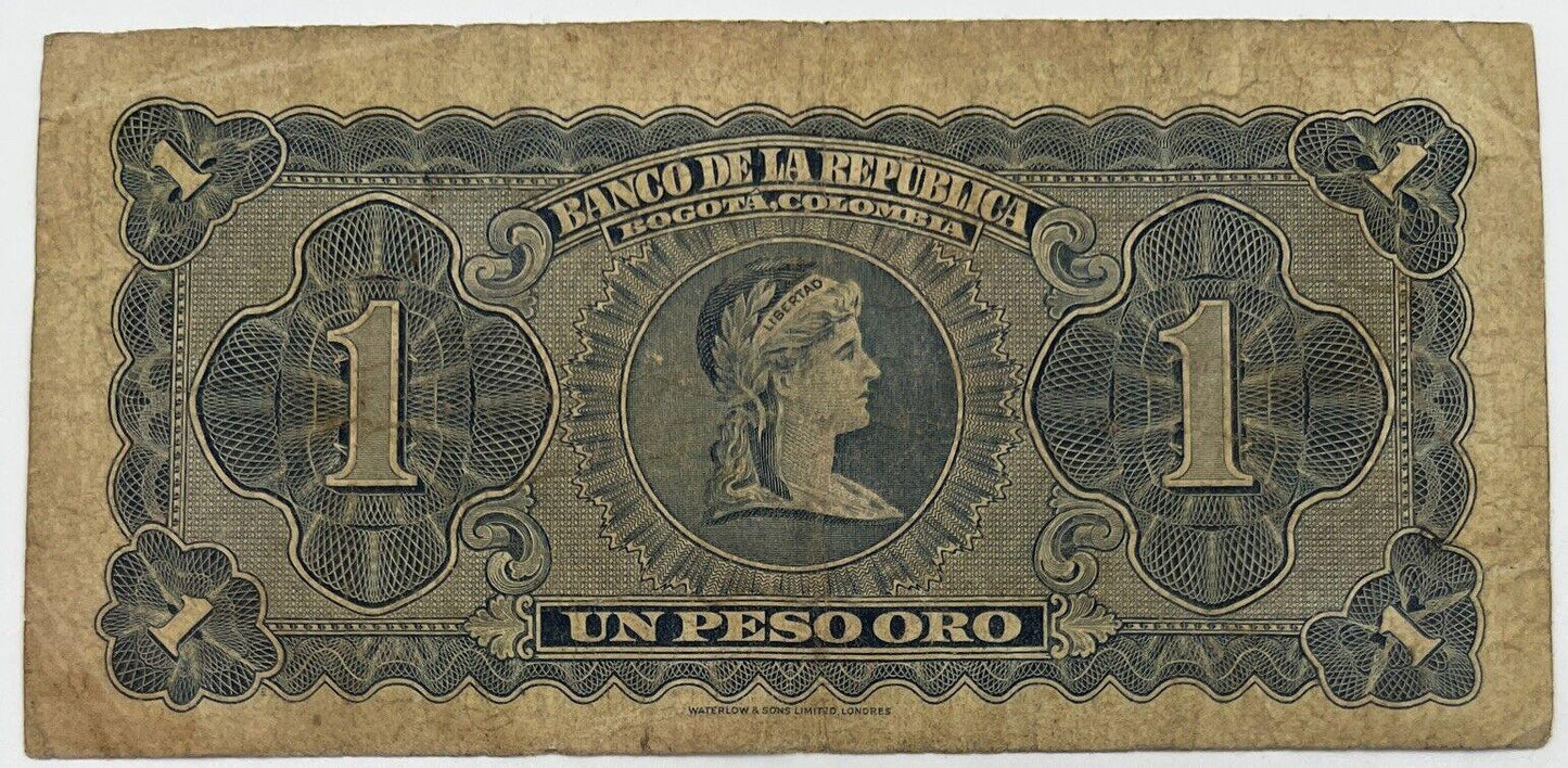 Old Vintage Colombia Un 1 Peso Banknote | Collectable Grade