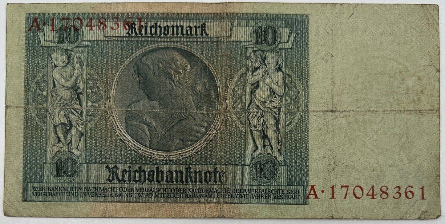 Old Vintage Germany 10 Mark Banknote | Collectable Grade