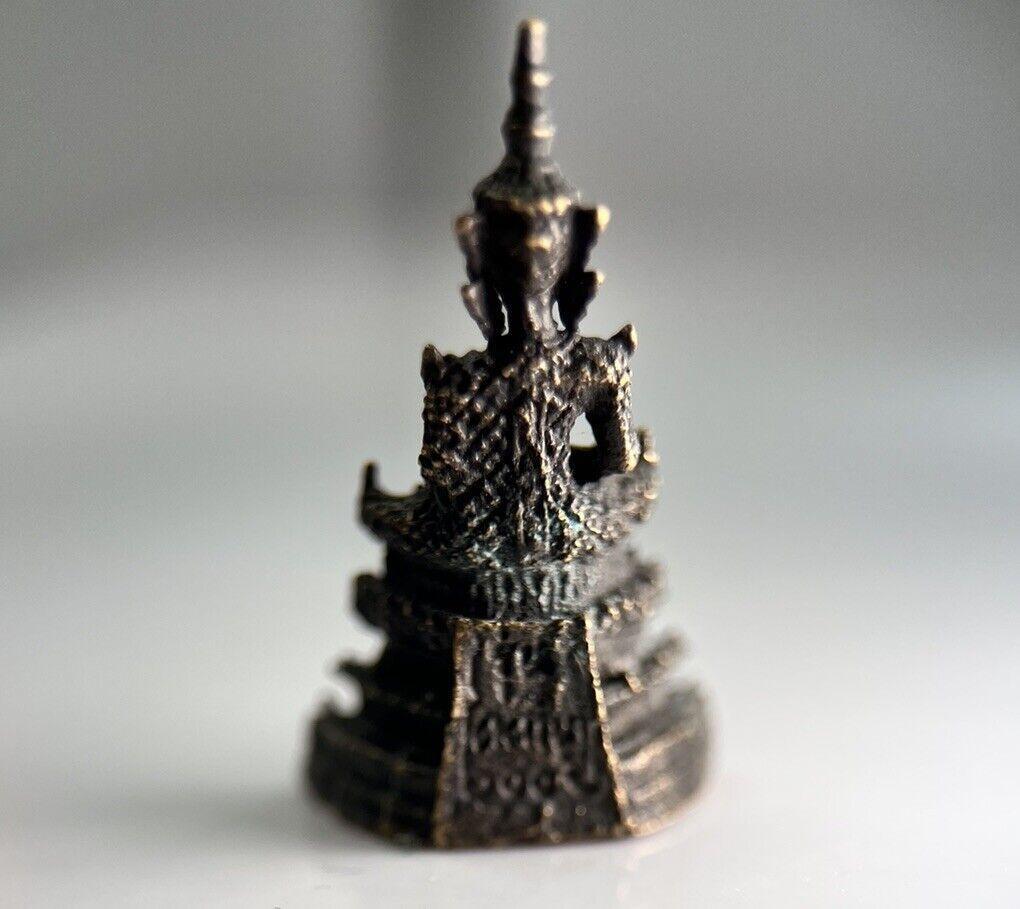 Thailand Old Vintage Thai Buddha Charm Metal Statue | Height 3cm