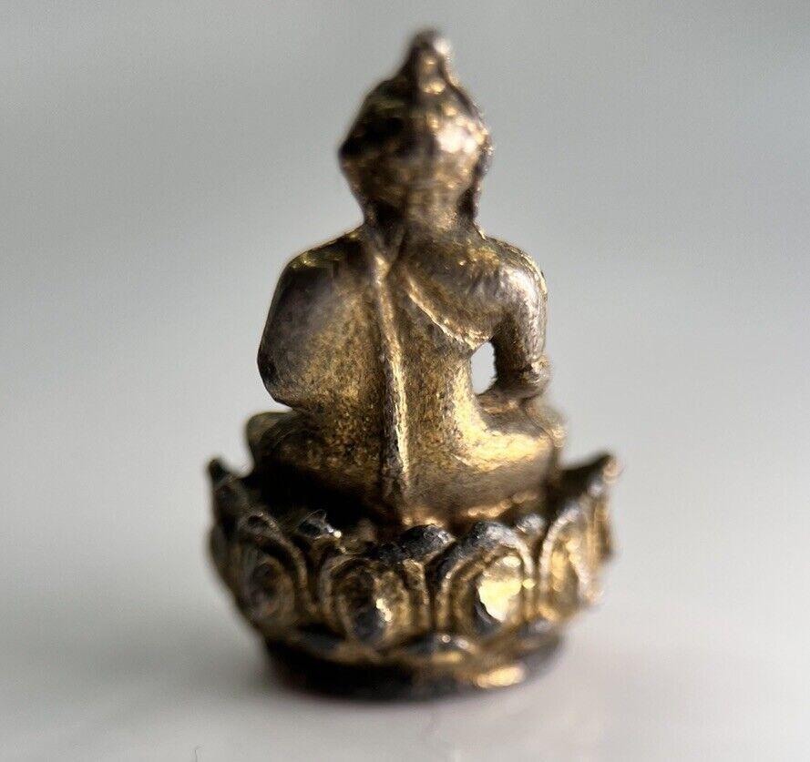 Thailand Old Vintage Thai Buddha Charm Metal Statue | Height 2.6cm