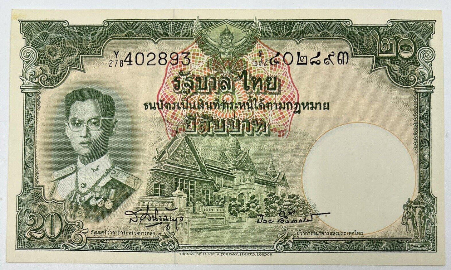 Old Vintage Rama XI Thailand 20 Baht Banknote | Collectable Grade