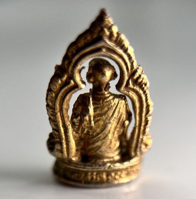 Thailand Vintage Thai Monk Charm Metal Statue | Height 2.1cm