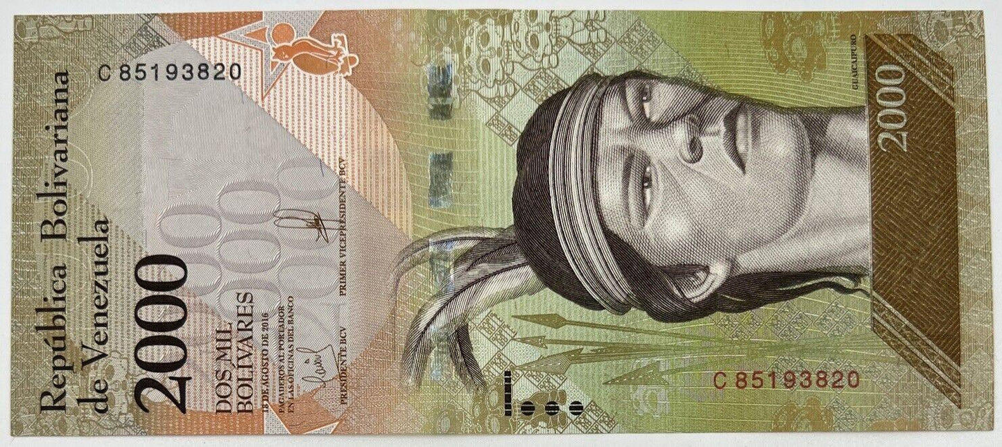 Old Vintage Venezuela 2000 Bolivares Banknote | Collectable Grade