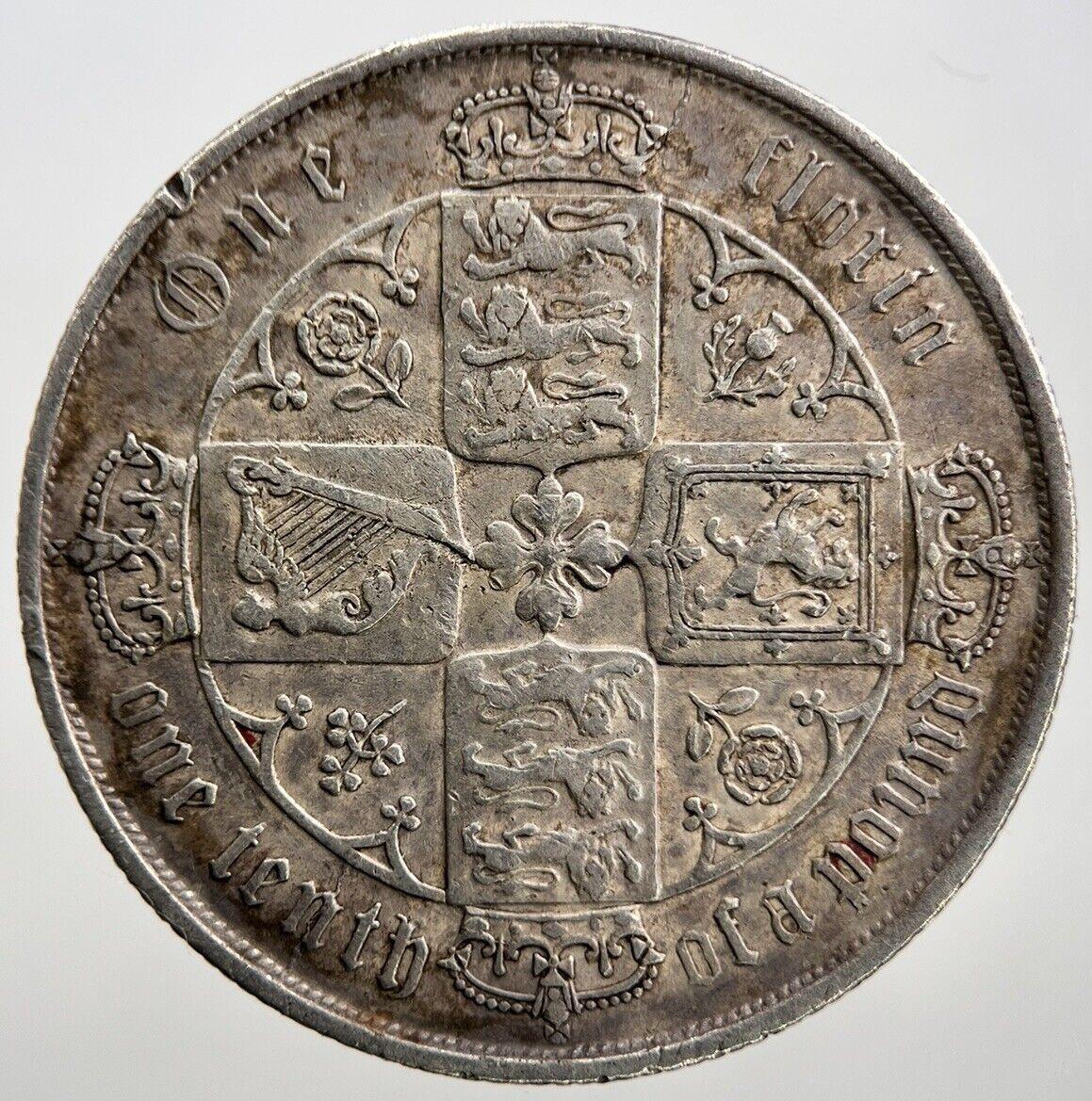 Victoria Gothic Florin British Silver Coin | Fine Collectable Grade | a1102
