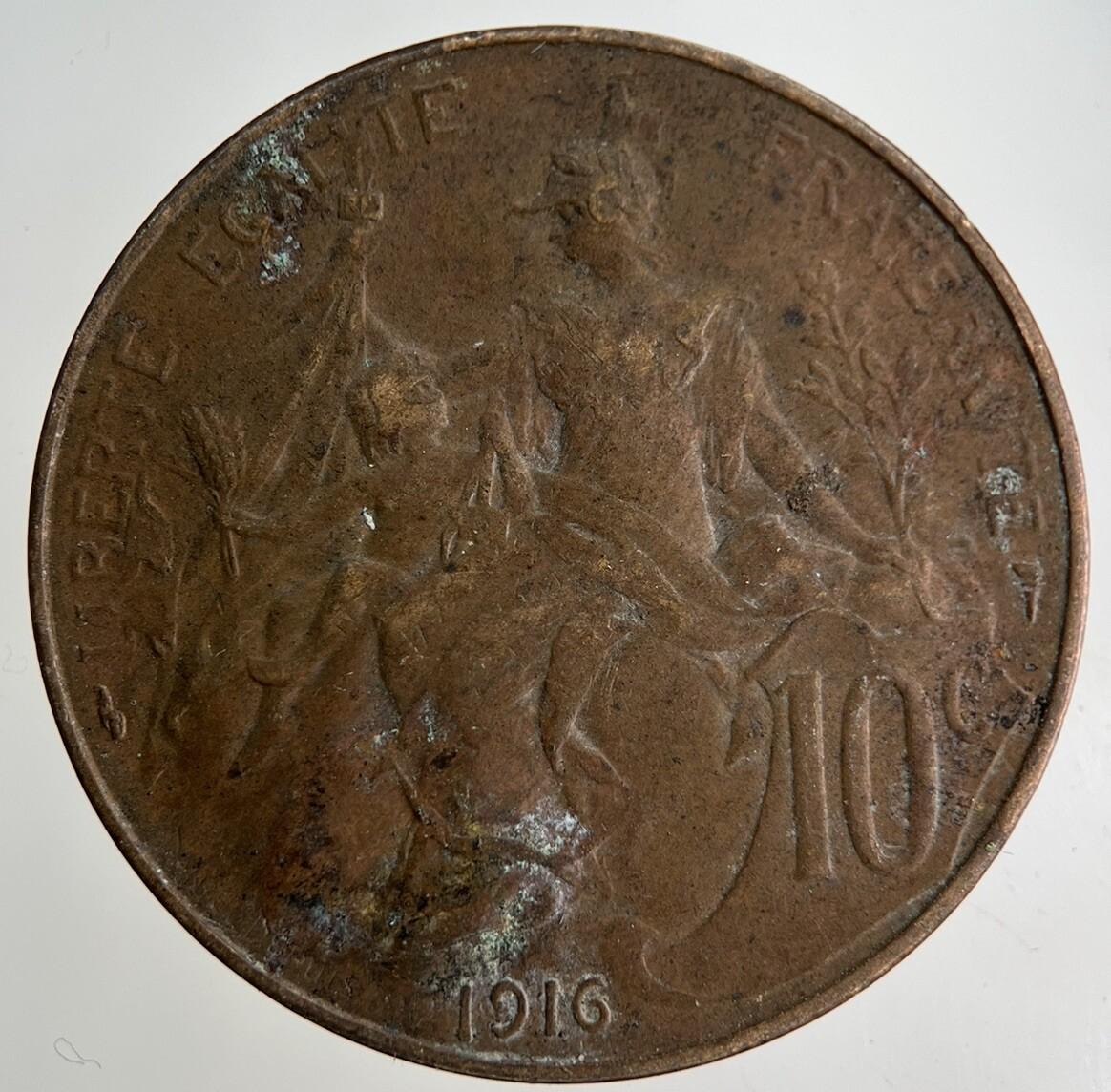 1916 France 10 Centimes Coin | Fine Collectable Grade