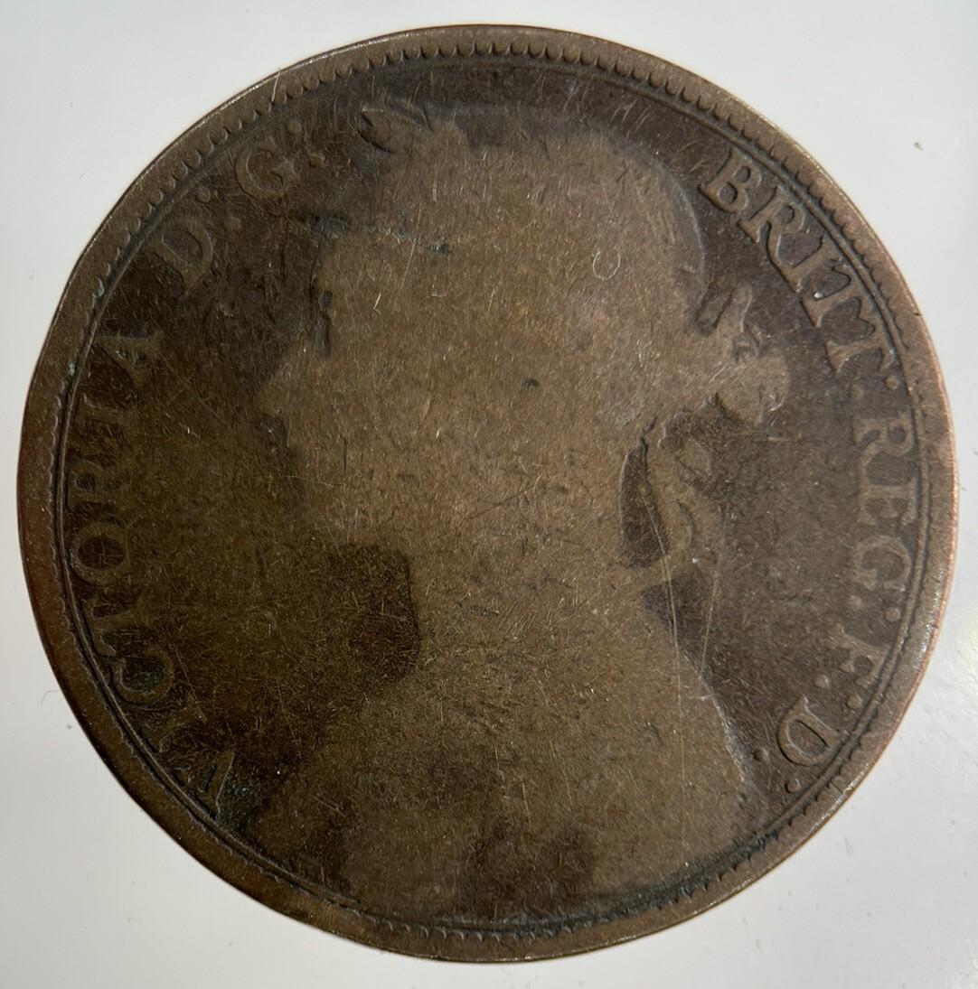 1892 Victoria One Penny Coin | Fair Grade