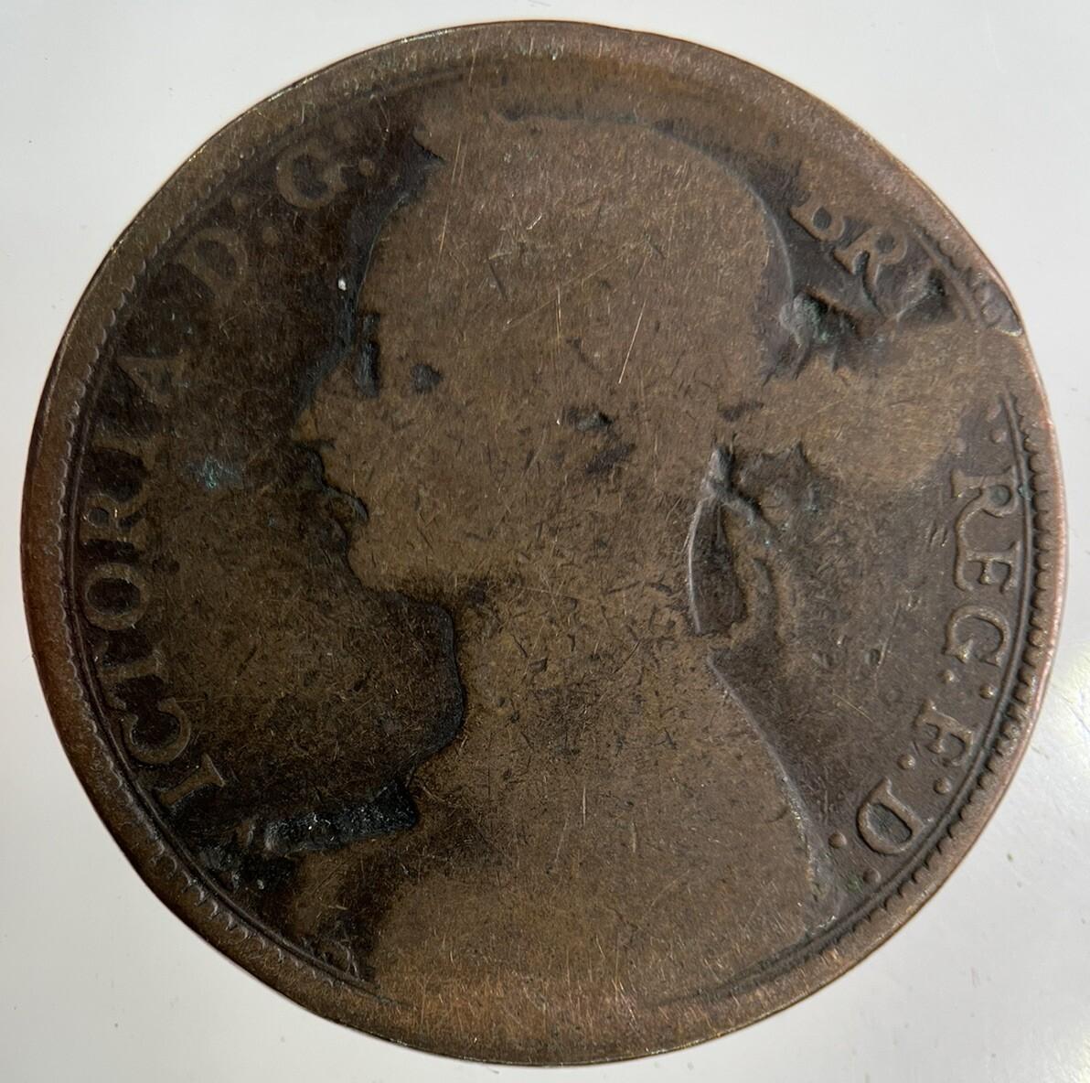1891 Victoria One Penny Coin | Fair Grade