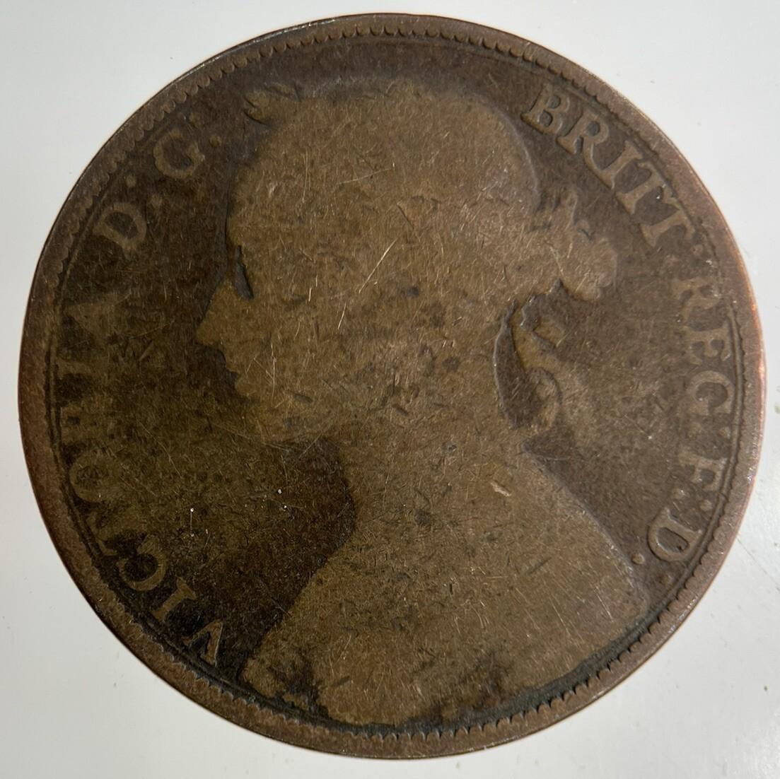 1885 Victoria One Penny Coin | Fair Grade