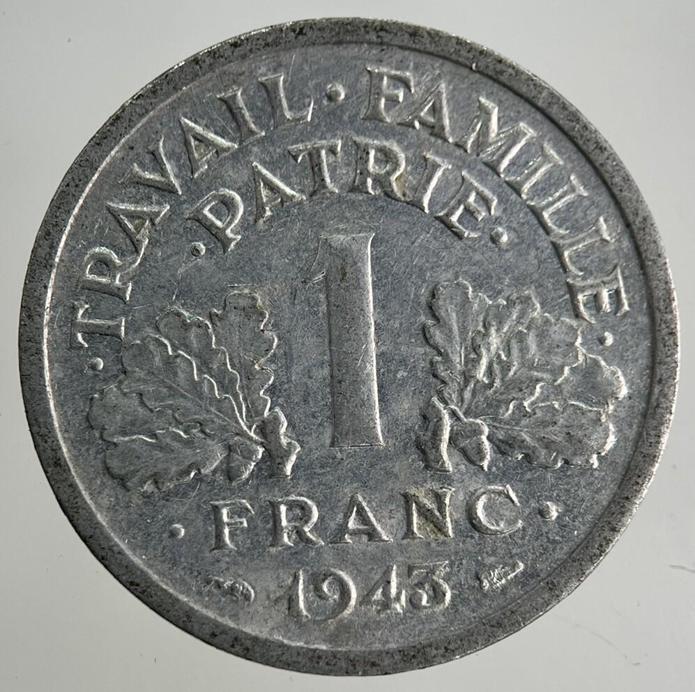 1943 France 1 Franc Coin | Fine Collectable Grade