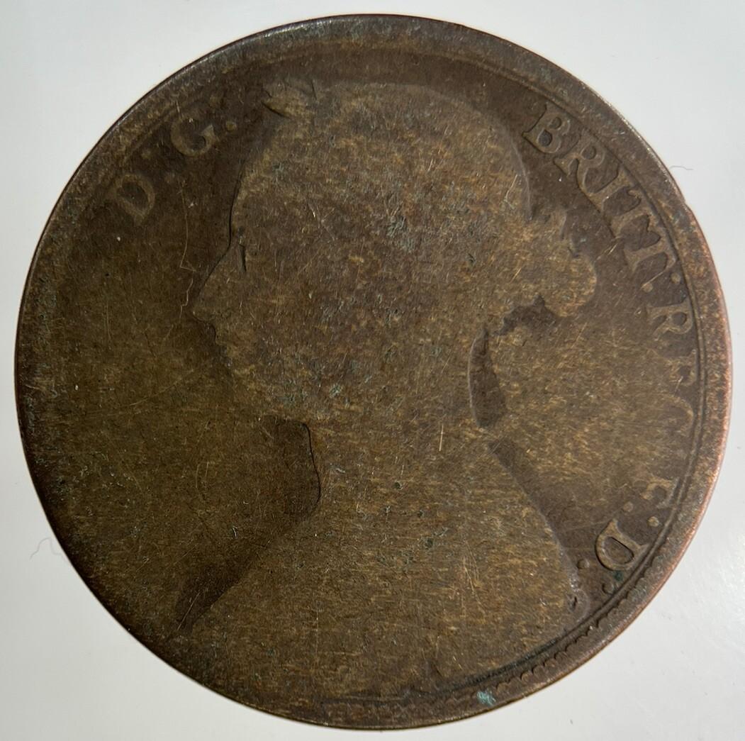 1889 Victoria One Penny Coin | Fair Grade