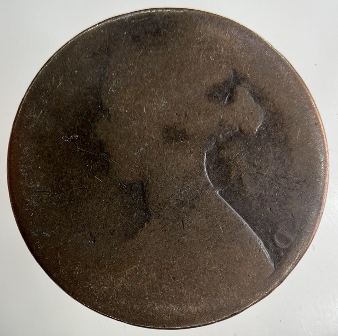 1866 Victoria One Penny Coin | Worn Grade