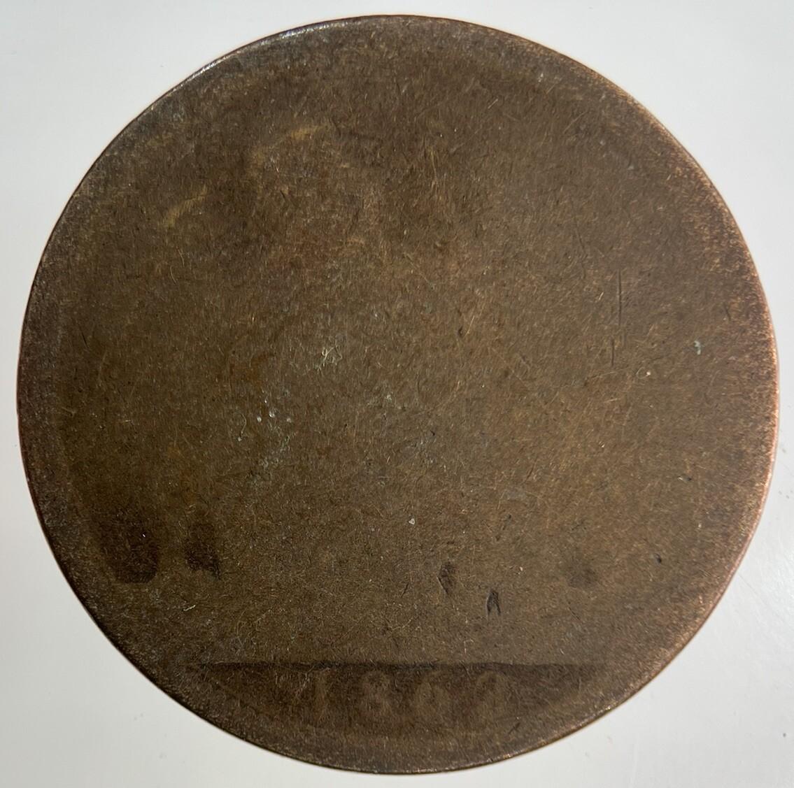 1862 Victoria One Penny Coin | Worn Grade