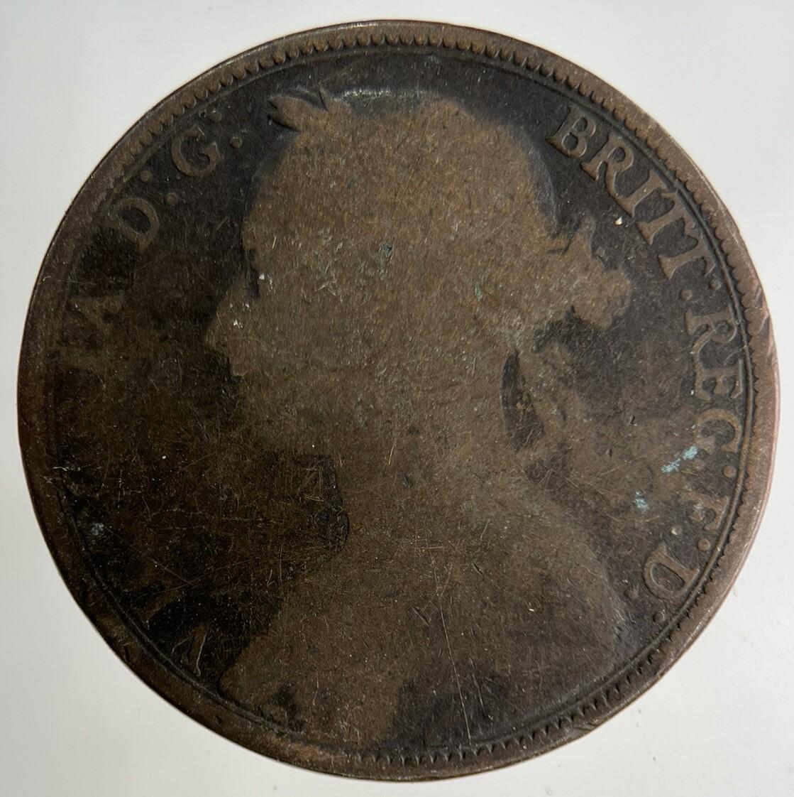 1890 Victoria One Penny Coin | Fair Grade