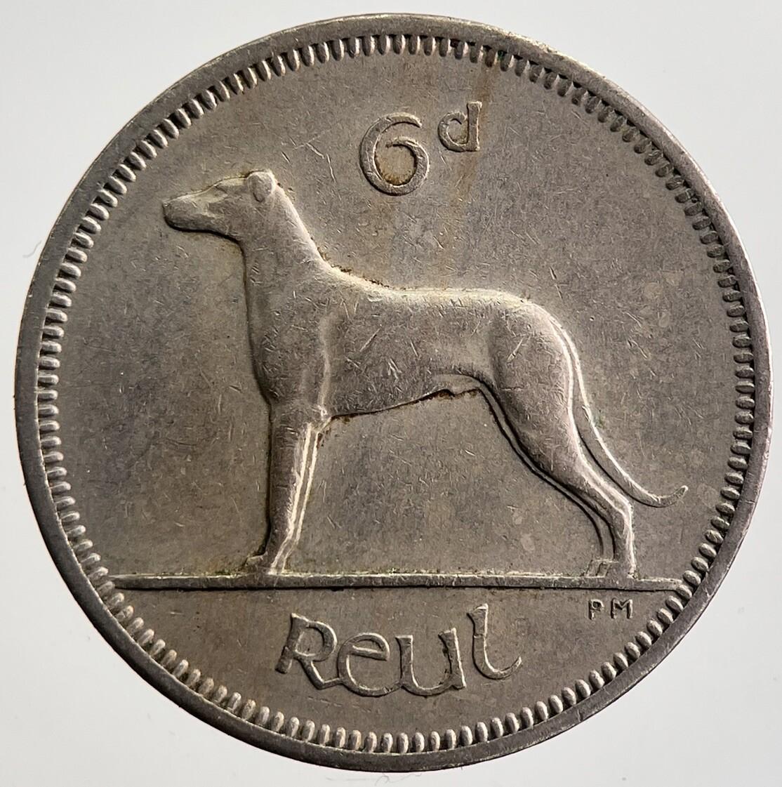 1964 Irish Dog Sixpence Coin | Very High Grade | a7459