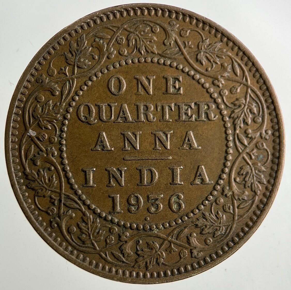 1936 India 1/4 Quarter Anna Coin | Fine Collectable Grade