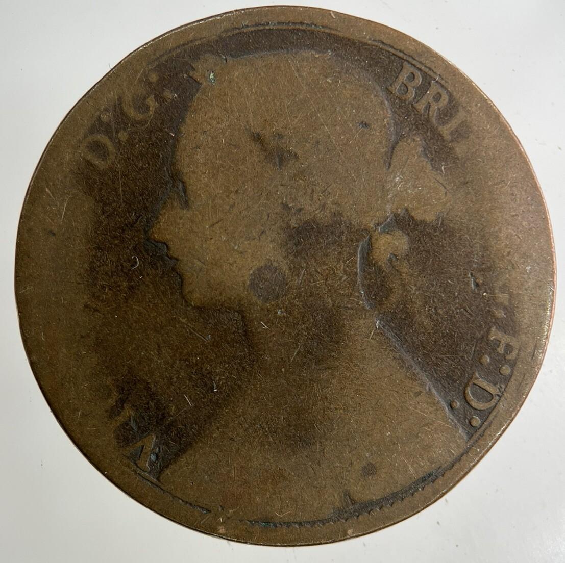 1877 Victoria One Penny Coin | Fair Grade