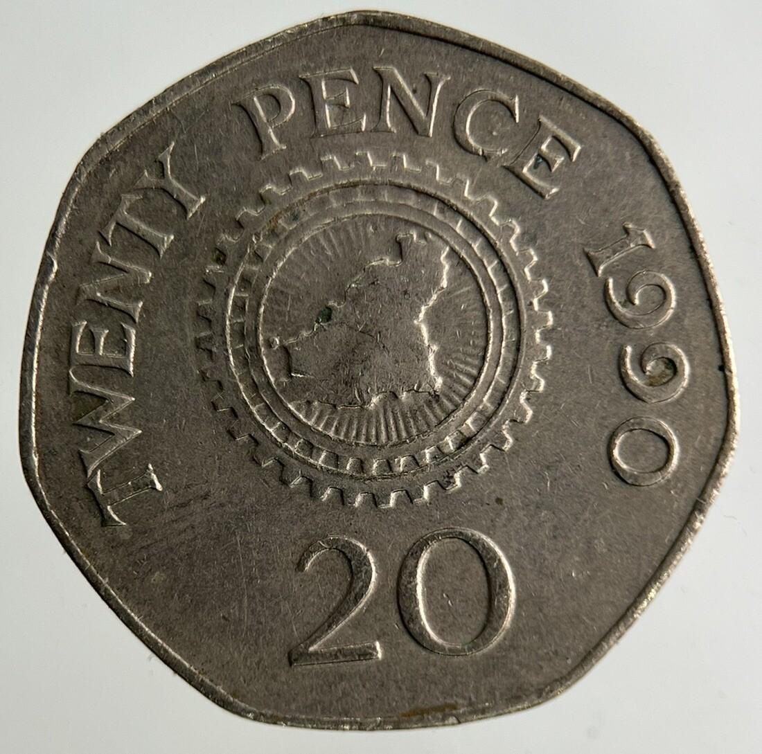 1990 Guernsey 20p Twenty-Pence Coin | Fine Collectable Grade