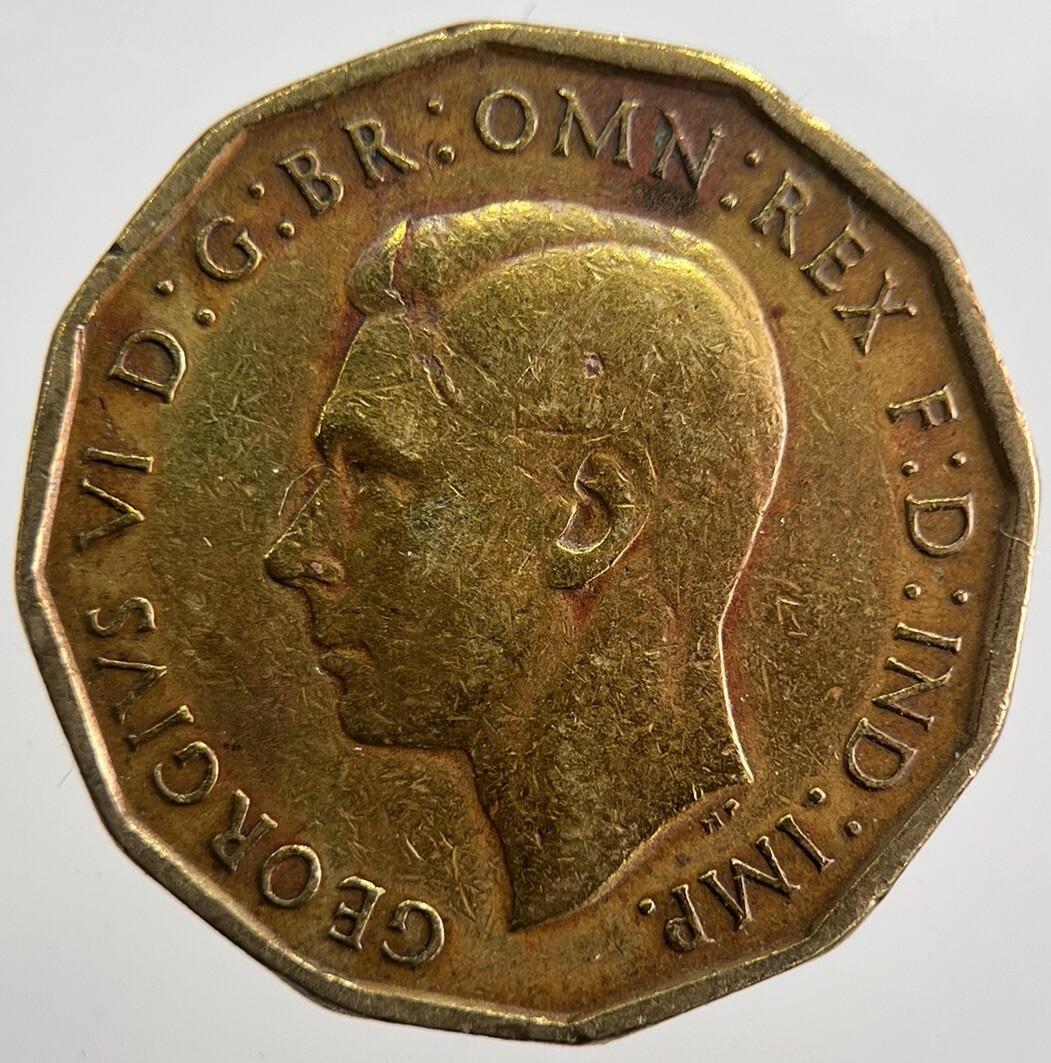 1942 British Brass Threepence Coin | Fine Collectable Grade | a7353