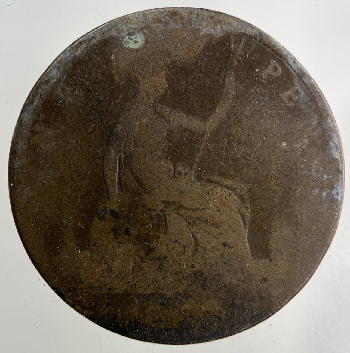 British Victoria One Penny Coin | Worn Grade