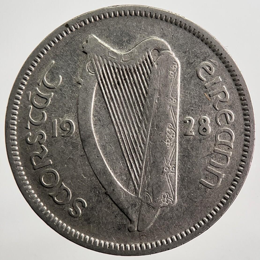 1928 Irish Dog Sixpence Coin | Fine Collectable Grade | a7453