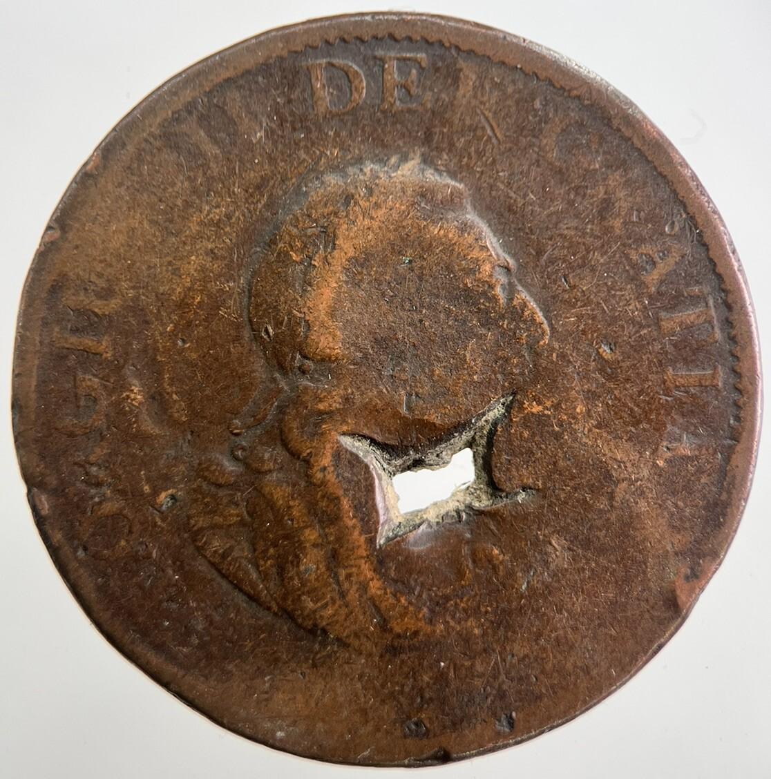 1799 George 3rd III Half-Penny British Coin | Worn Grade | a7514