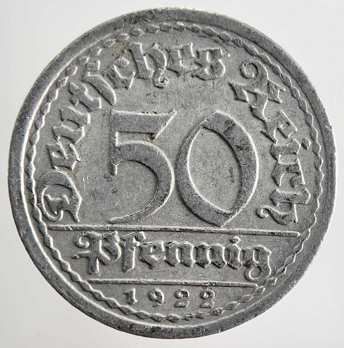 1922-A Germany 50 Pfennig Coin | Collectable Grade