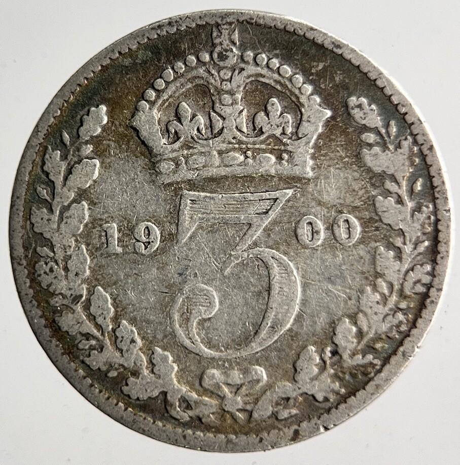 1900 Veiled Head Victoria Threepence Silver Coin | Collectable Grade | a4034