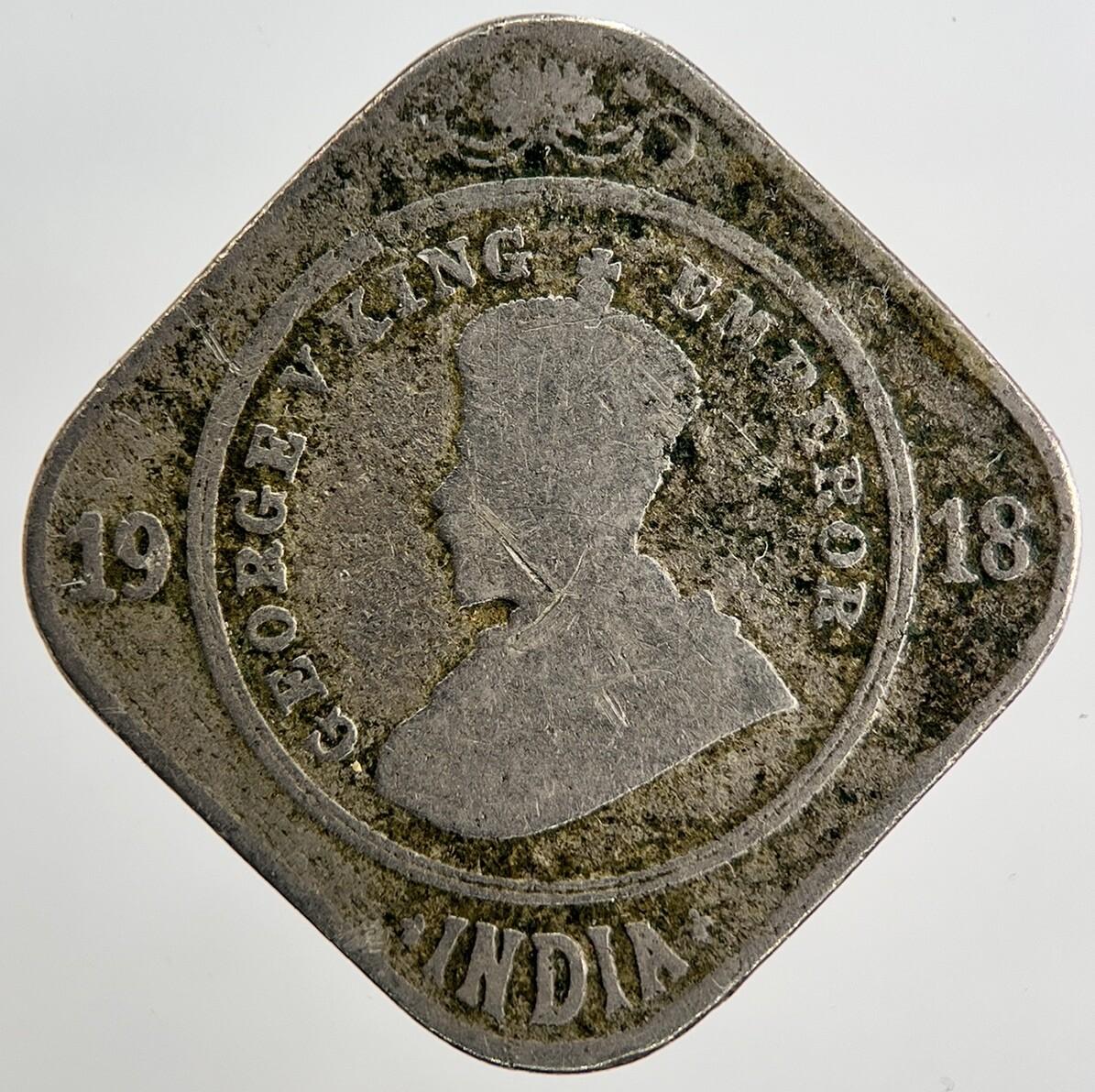 1918 India 2 Annas Coin | Collectable Grade | a2049