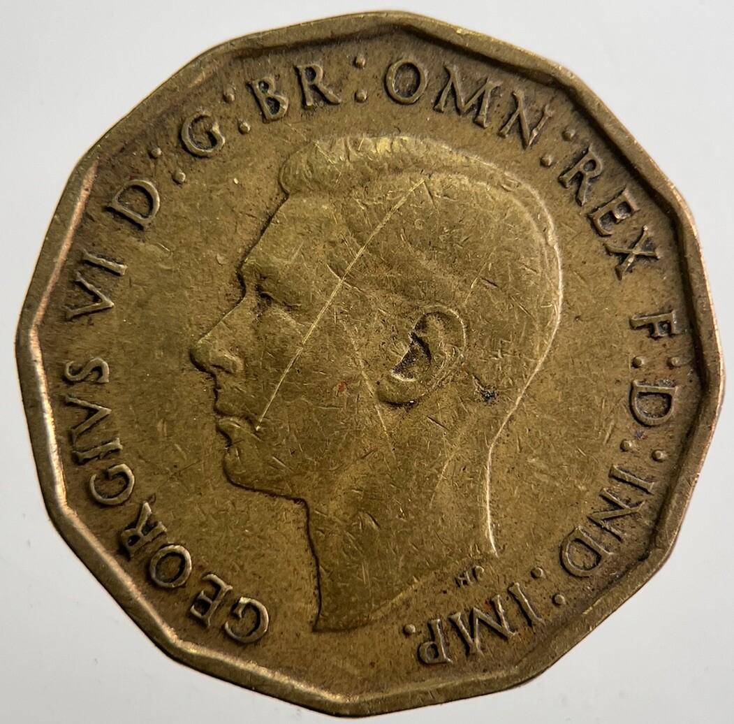 1943 British Brass Threepence Coin | Fine Collectable Grade | a7352