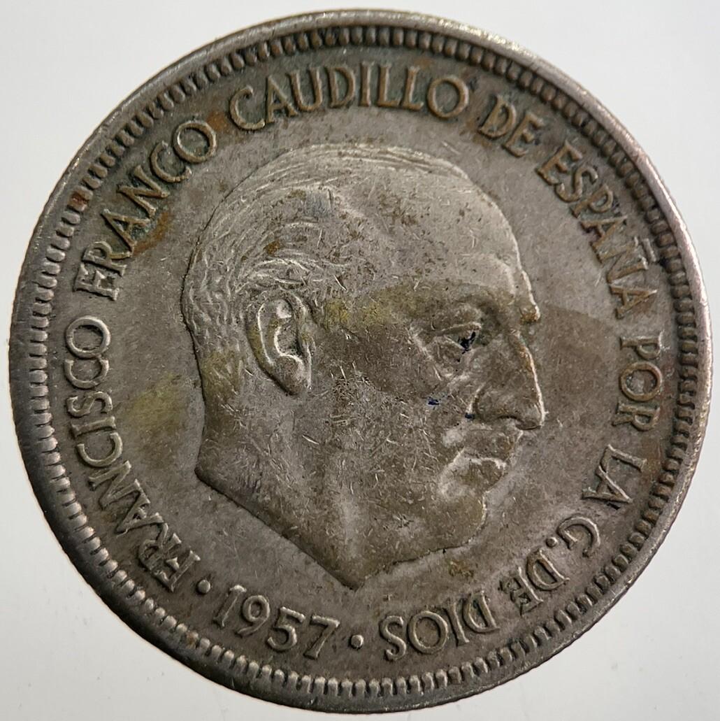 1957 Spain Cinco 5 Pesetas Coin | Very High Grade | a7717
