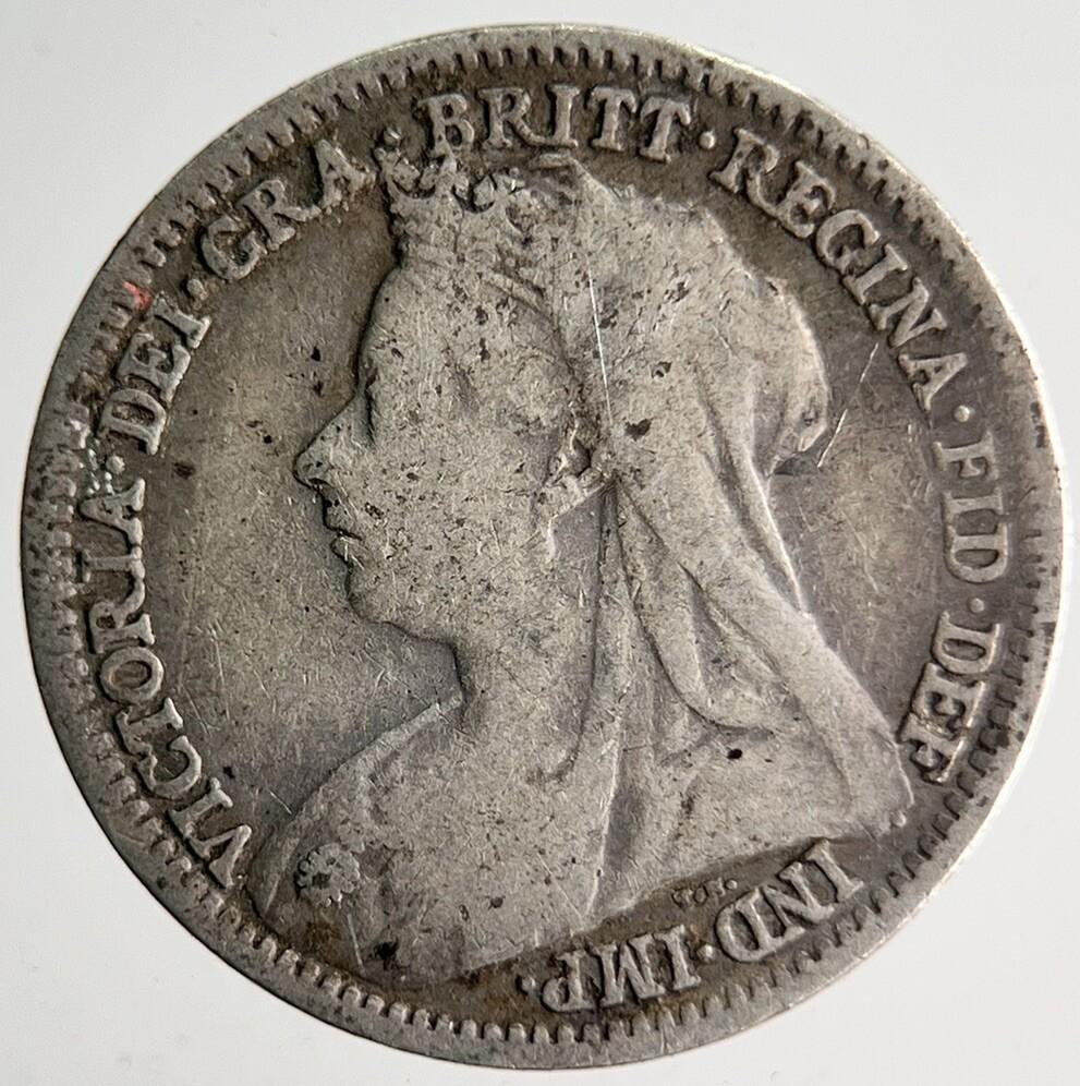 1900 Veiled Head Victoria Threepence Silver Coin | Collectable Grade | a4032