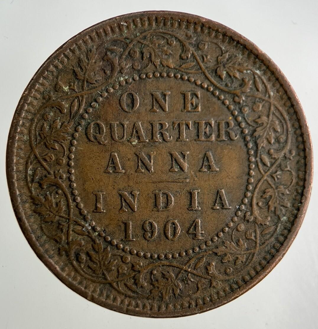 1904 India 1/4 Quarter Anna Coin | Fine Collectable Grade
