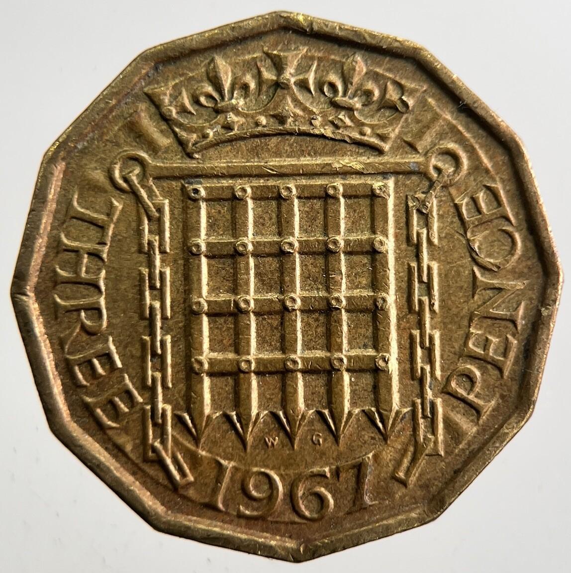 1967 British Brass Threepence Coin | Fine Collectable Grade | a7360