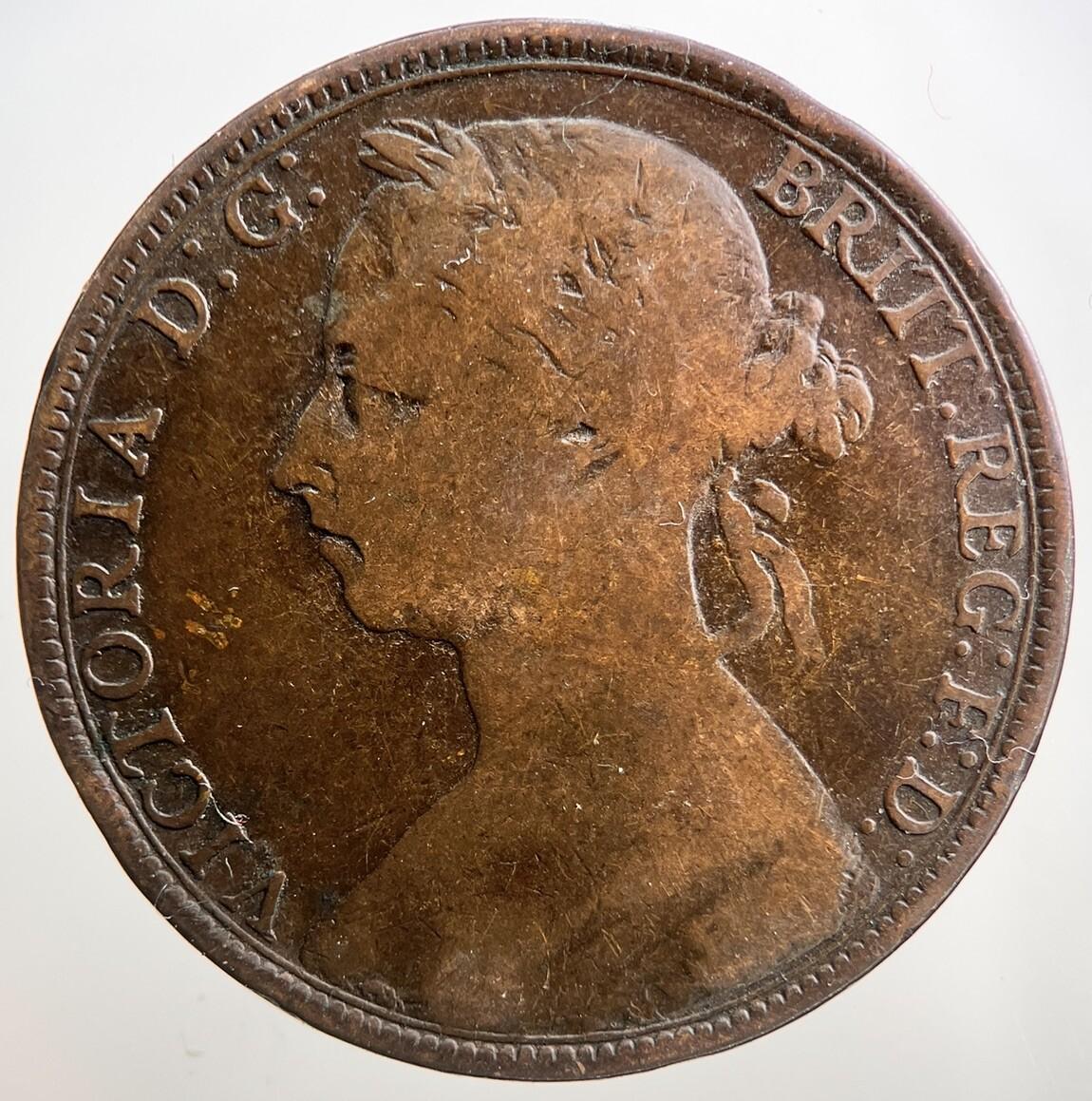 1892 Victoria One Penny Coin | Fair Grade