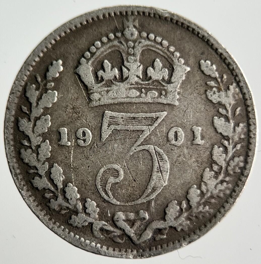 1901 Victoria Threepence Silver Coin | Collectable Grade | a4042