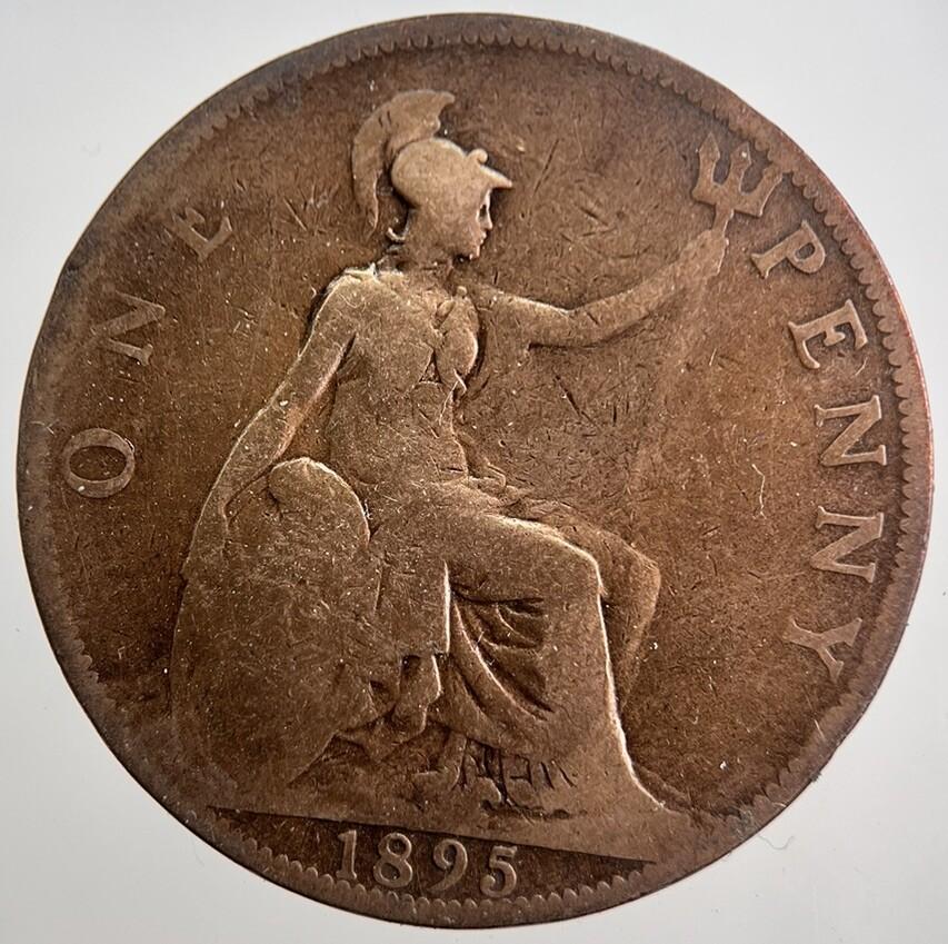 1895 Victoria One Penny Coin | Fair Grade | a8033