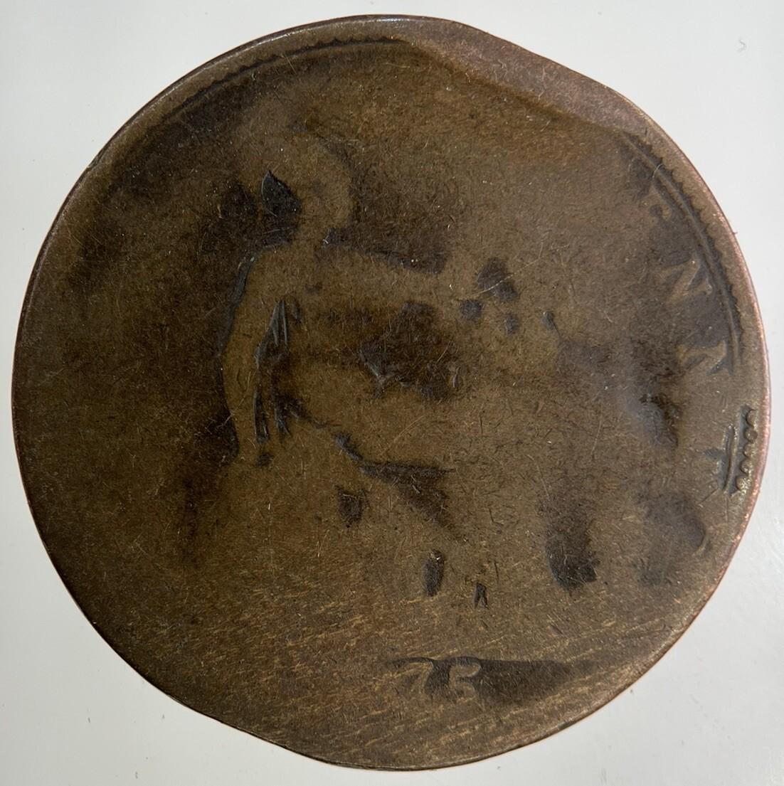 1875 Victoria One Penny Coin | Worn Grade