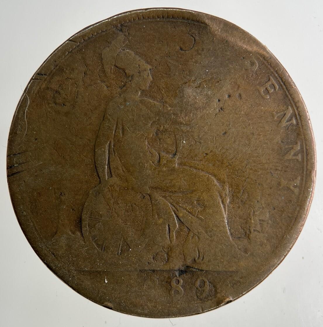 1889 Victoria One Penny Coin | Fair Grade