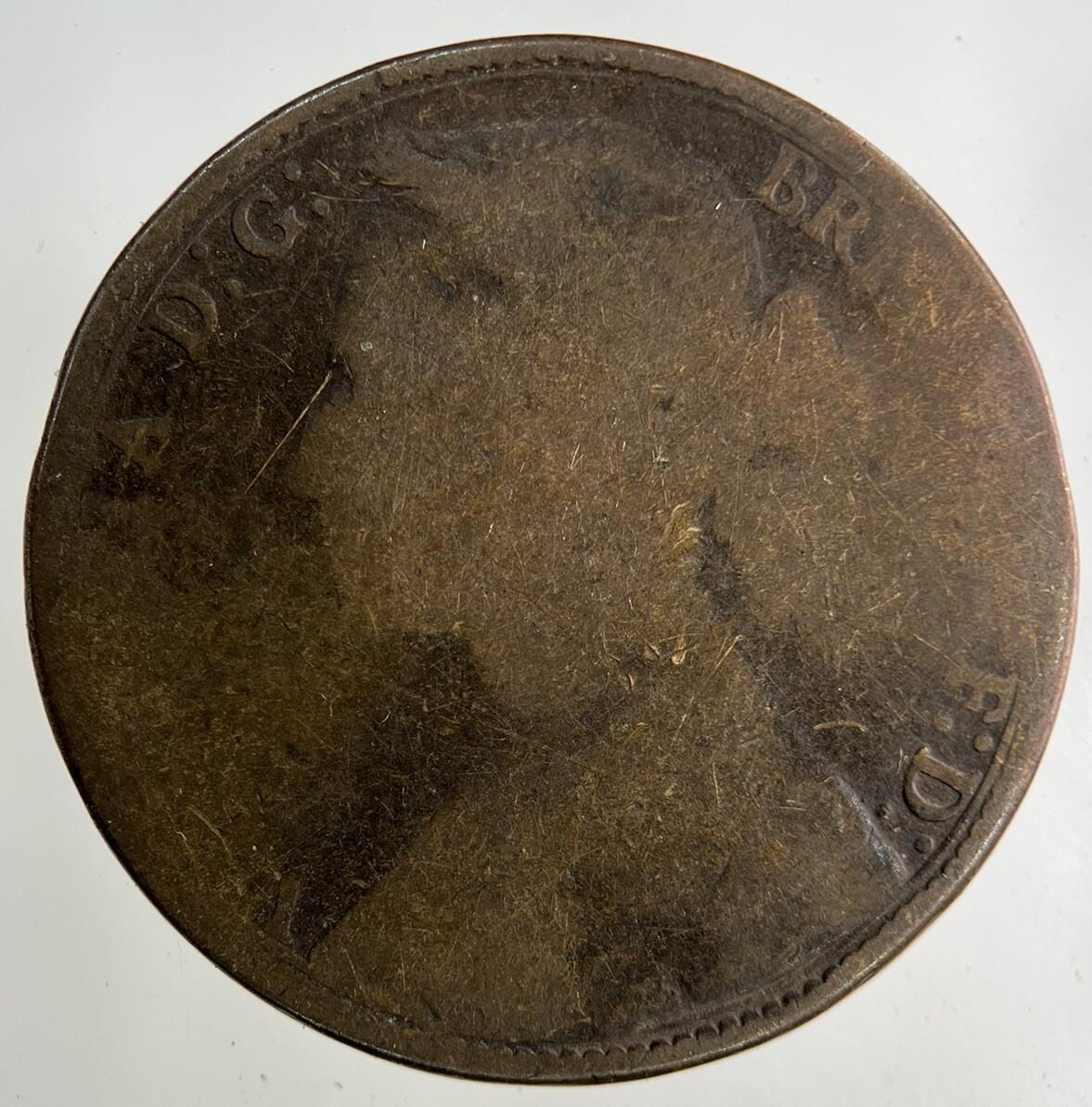 British Victoria One Penny Coin | Worn Grade