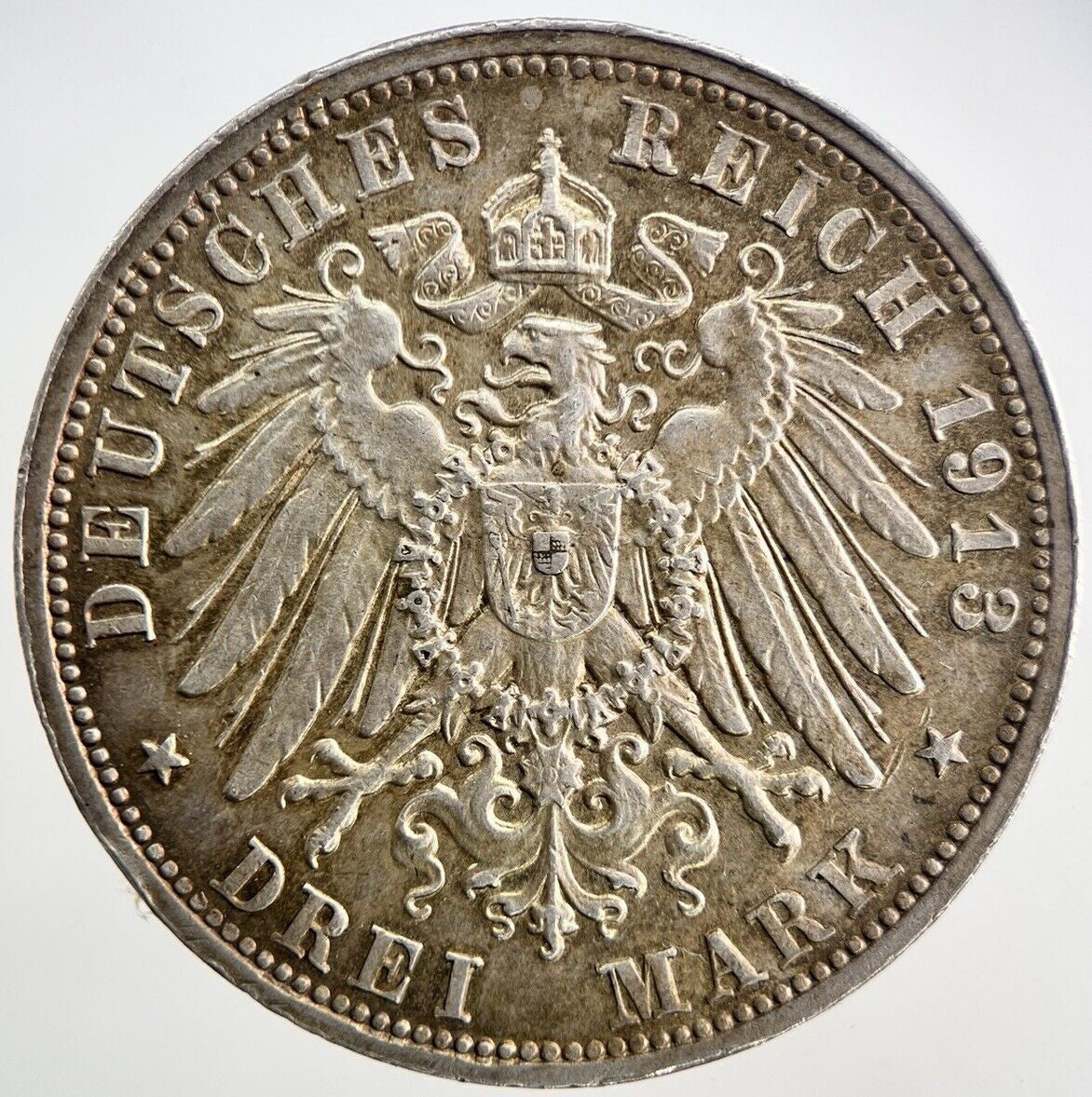 1913 Germany 3 Drei Mark Silver Coin | Very High Grade