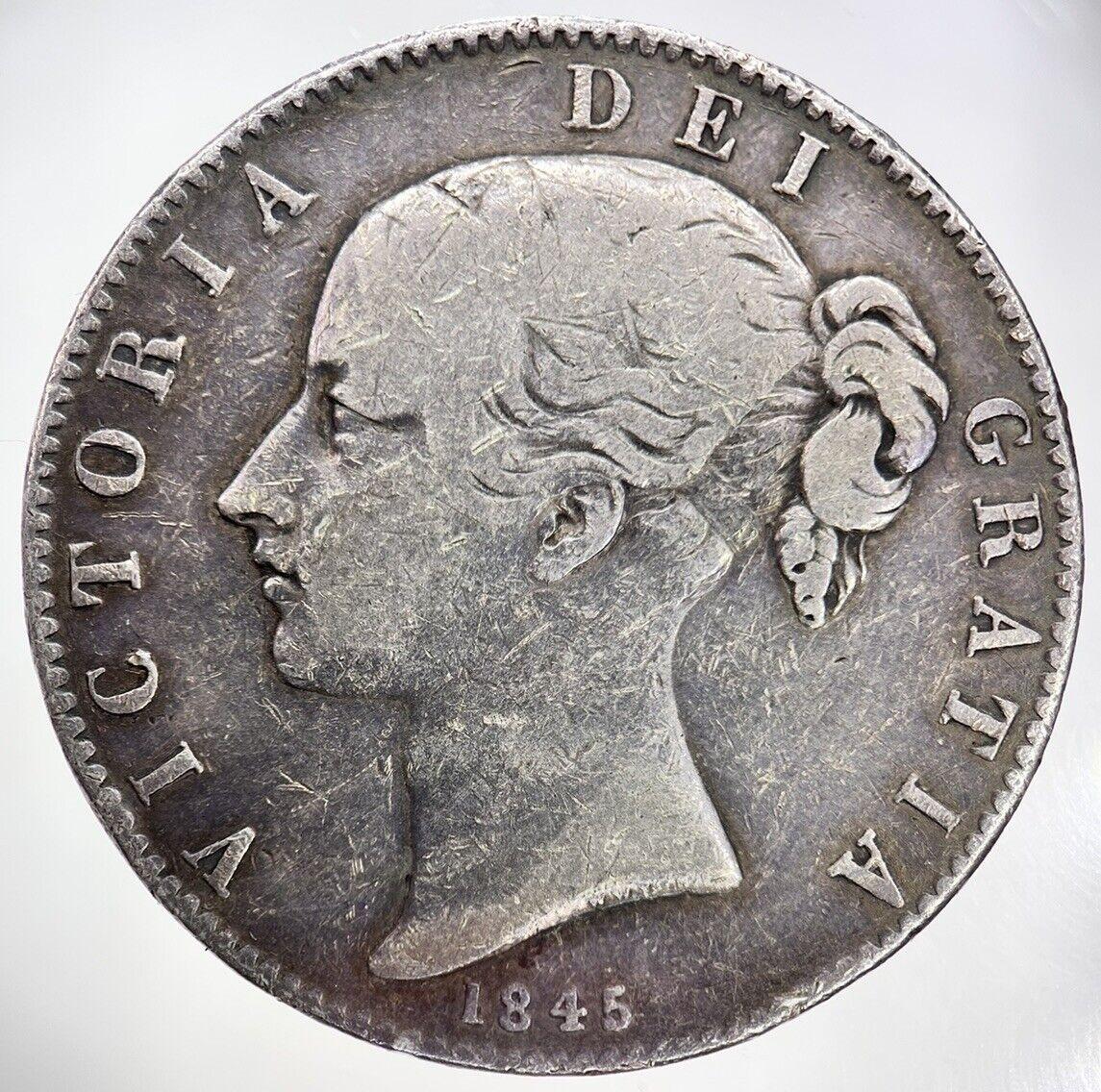 1845 Victoria One Crown Silver Coin | Fine Collectable Grade