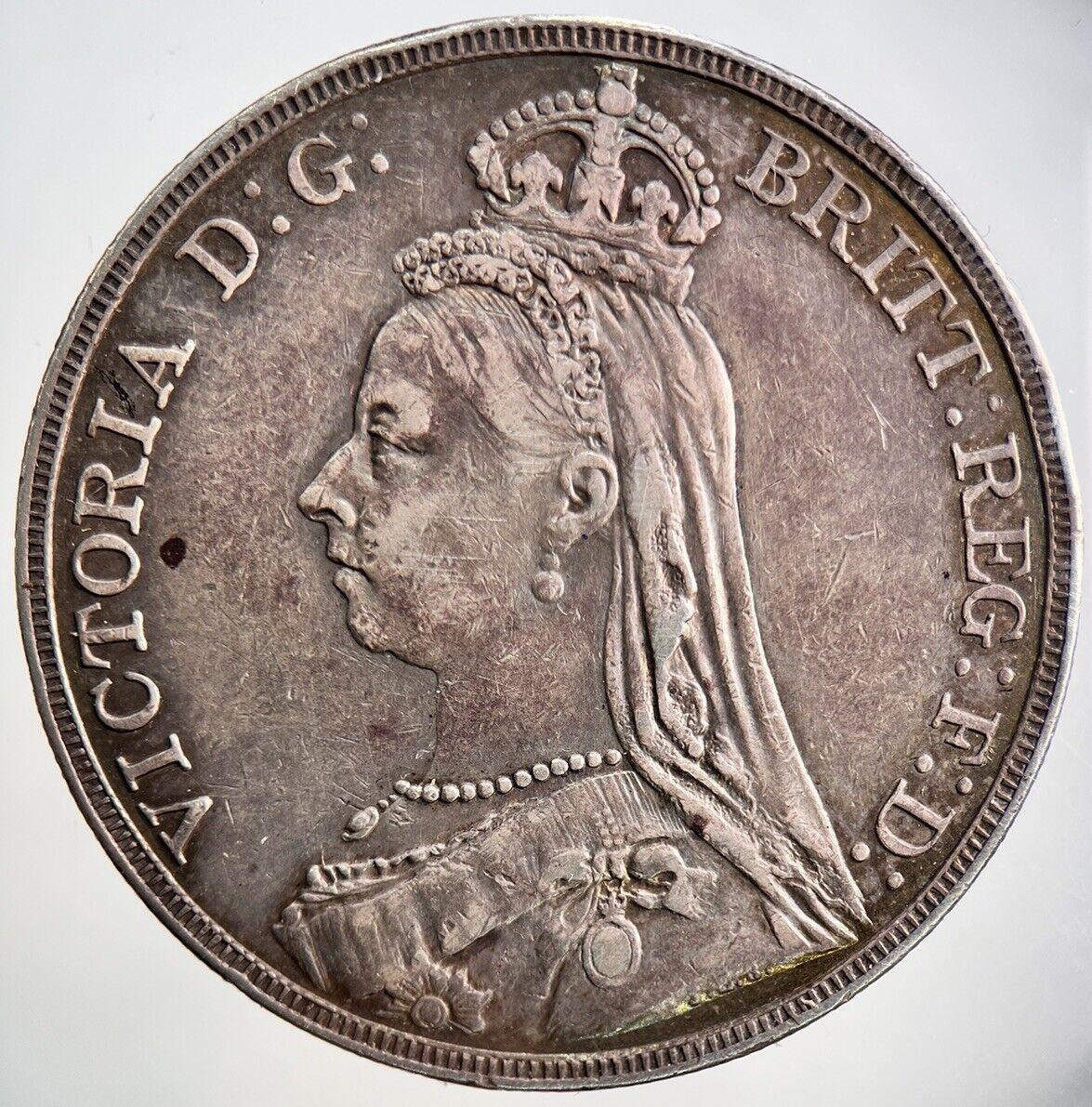 1891 Jubilee Head Victoria Crown Silver Coin | Fine Collectable Grade | a3467