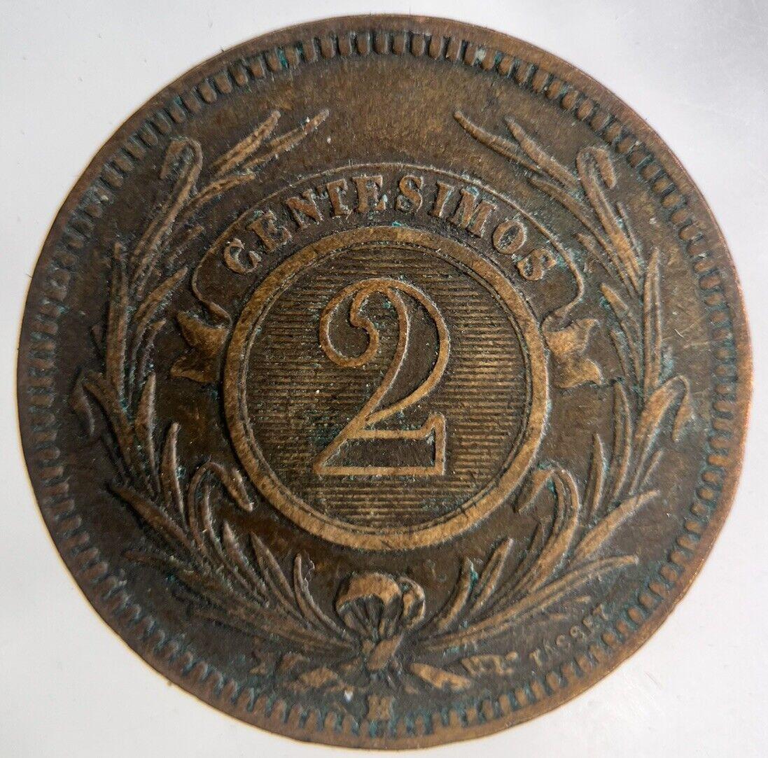 1869 Uruguay 2 Centesimos Coin | Fine Collectable Grade