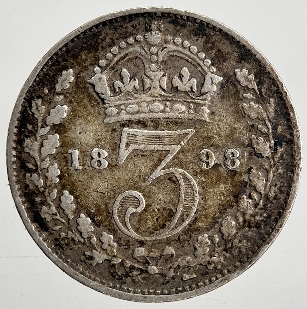 1898 Victoria Threepence | British Silver Coin | Fine Collectable Grade | a2006